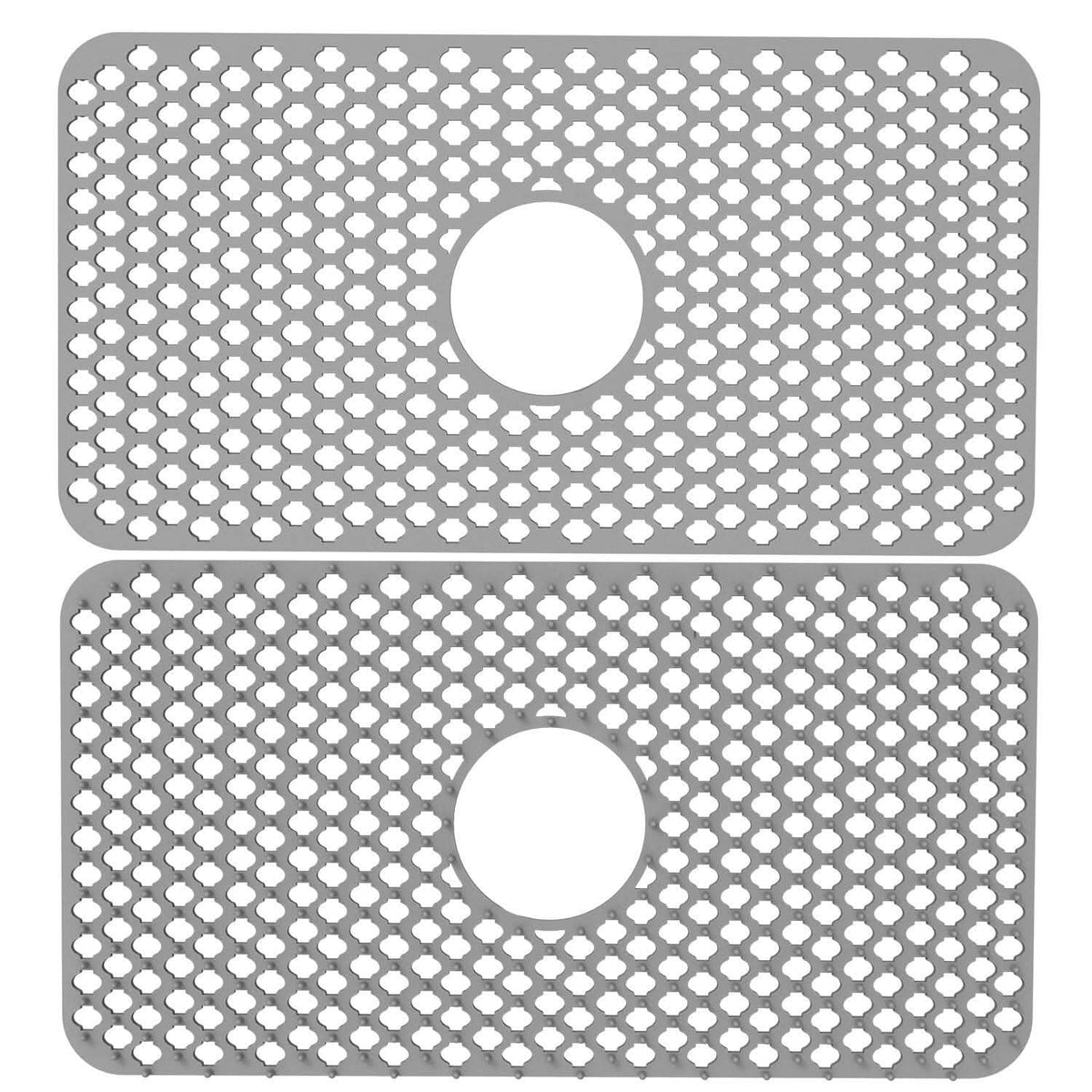 2-Piece: Silicon Grid Sink Mat with Central Drain Hole