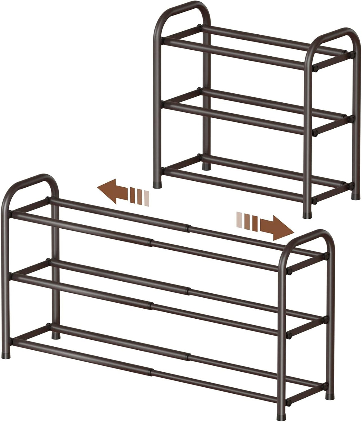 Shoe Rack for Closet, Expandable Shoe Organizer Storage Shelf, Adjustable Metal Free Standing Small Closet Shoe Rack for Entryway, Doorway (3-Tier Black)