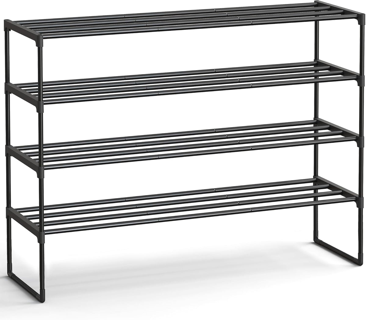 Shoe Rack, 3-Tier Shoe Organizer, Metal Storage Shelf, Upright or Upside Down, for 16-20 Pairs, Stackable, for Entryway, 11.8 x 36.2 x 21.7 Inches, Black ULSA303B02